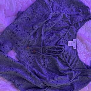 Purple Eyelet Long Sleeve Top